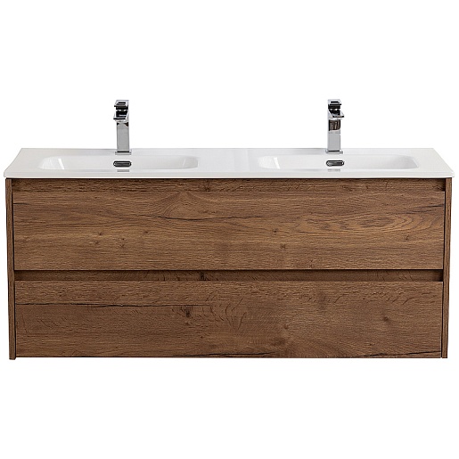 BelBagno Тумба под раковину Kraft 120 подвесная Rovere Tabacco двойная раковина – фотография-2