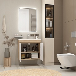 Teymi Тумба с раковиной Netta 70 Волна подвесная дуб/белый – фотография-12