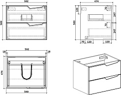 Parly Тумба с раковиной Rhea 60 подвесная серая матовая – фотография-10