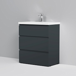 Am.Pm Тумба с раковиной Gem S 75 графит матовый, напольная, с 3 ящиками – фотография-6