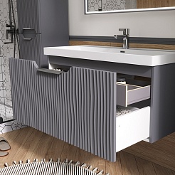 Equil Тумба с раковиной Mirage 100 1 ящик подвесная графит софт – фотография-6