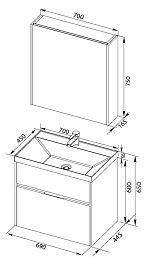 Aquanet Мебель для ванной "Латина 70" черная 2 ящика (181084) – фотография-7