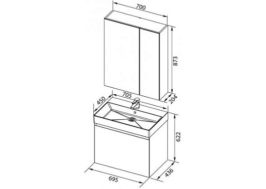 Aquanet Комплект мебели Нью-Йорк 70 орех – фотография-4