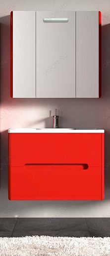 Водолей Тумба с раковиной "Флорена 80" подвесная красная – фотография-2