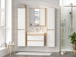 Brevita Зеркальный шкаф Balaton 75 R белый/бежевый – фотография-6