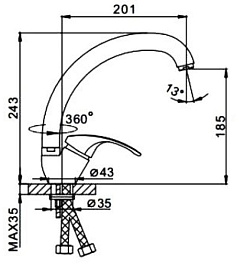 Frap Смеситель для кухни H36 F4136-B хром – фотография-3