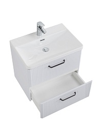 BelBagno Тумба с раковиной Due 60 подвесная Bianco Lucido ручки Матовый тёмный никель – фотография-7