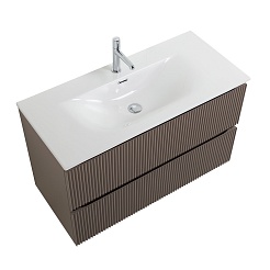 BelBagno Тумба с раковиной Uno 100 подвесная Бежевый матовый с раковиной BB-8099-100 – фотография-10