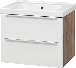 Misty Тумба под раковину Карат 65 подвесная белая/дуб галифакс олово – фотография-2