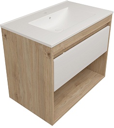 Teymi Тумба под раковину Vitra 75 подвесная без фасада дуб – фотография-1