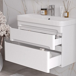 Equil Тумба под раковину Nice 80 2 ящика подвесная белая – фотография-5