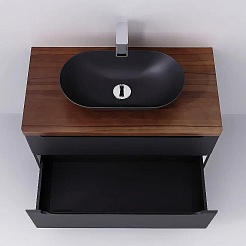 Jorno Тумба с раковиной Wood 100 серая столешница тёмная – фотография-4