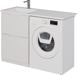 Dreja Тумба с раковиной Bona 120 L под стиральную машину белая – фотография-8