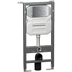 Ceramicanova Подвесной унитаз Metric Rimless с шумоизоляционной панелью CN1000 с системой инсталляции Envision кнопка Round хром матовый – фотография-2