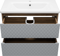 Brevita Тумба с раковиной Chester 80 подвесная серая/дуб чарльстон темно-коричневый – фотография-4
