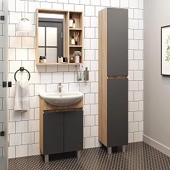 Onika Мебель для ванной Милтон 55 серая/дуб сонома – фотография-3