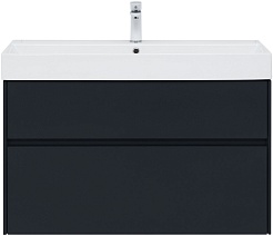 Aquanet Мебель для ванной Бруклин 100 подвесная черная матовая – фотография-21