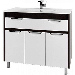 Водолей Тумба с раковиной "Габи 100" белый/венге – фотография-1