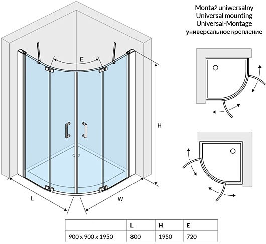 Excellent Душевой уголок Colors 90x90 полукруглый – фотография-4