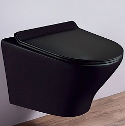Esbano Унитаз Aster подвесной безободковый черный матовый – фотография-1