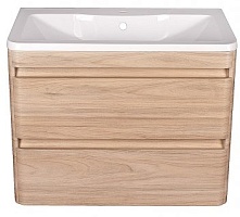 Style Line Тумба с раковиной подвесная Атлантика 80, Люкс, ясень перламутр, PLUS
