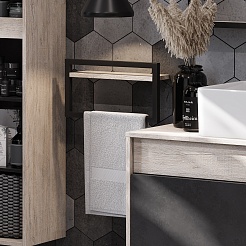 Акватон Полотенцедержатель Лофт Урбан 40 с полкой черный/дуб орегон – фотография-2