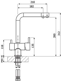 Florentina Смеситель "Арес AV" грей для кухонной мойки – фотография-2