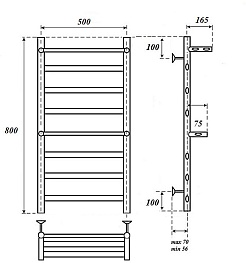 Point Полотенцесушитель водяной Артемида П6 500x800 PN14158P с полкой хром – фотография-3