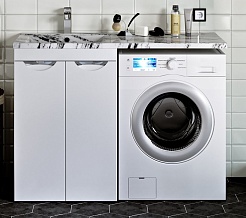 Runo Тумба с раковиной Лира 120 R белый мрамор – фотография-1