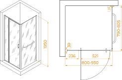 RGW Душевой уголок Passage PA-078-1 (PA-008 + Z-060-2) 80x80 профиль хром стекло прозрачное – фотография-3