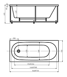 Aquatek Акриловая ванна Оберон 160x70 с гидромассажем – фотография-2