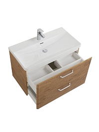 BelBagno Тумба с раковиной Due 80 подвесная Rovere Nature ручки Белые – фотография-7