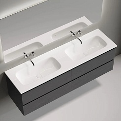 Sancos Тумба с раковиной Folk 160 grey soft раковина Grace 161 с двумя чашами CN7023wx – фотография-2