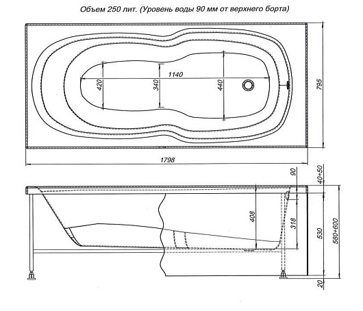 Aquanet Акриловая ванна Riviera 180х80 – фотография-7