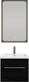 Водолей Мебель для ванной Элис 50 подвесная 1 ящик черная – фотография-1