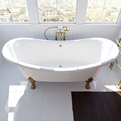 Фэма Ванна из литьевого мрамора Габриэлла, опоры золото – фотография-5