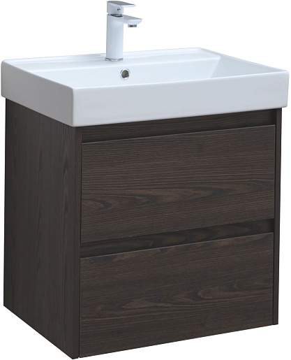 Aquanet Тумба с раковиной Nova Lite 60 подвесная дуб черный – фото-1