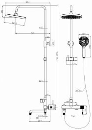 Esbano Система душевая Celine (DS-GM) 115/175 оружейная сталь – фотография-2