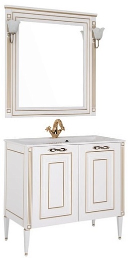 Aquanet Зеркало Паола 90 белое/патина золото (186108) – картинка-3