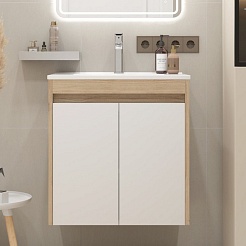 Teymi Тумба с раковиной Netta 60 подвесная дуб/белый – фотография-3