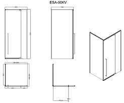 Esbano Душевое ограждение ESA-90KV-GM 90/90 – фотография-3