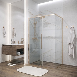 Grossman Боковая стенка Galaxy 70x195 профиль золото сатин стекло прозрачное – фотография-6