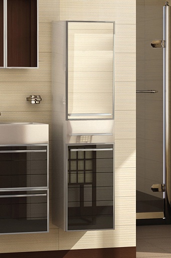  Пенал для ванной "Ginza" белый с черным R – картинка-3