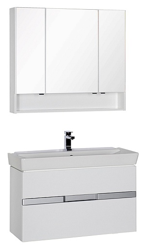 Aquanet Зеркальный шкаф "Виго 100" белый – картинка-3