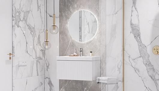 Velvex Тумба с раковиной Compo 70.1Y белый глянец – фотография-8