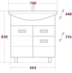 Onika Тумба с раковиной Балтика 70.12 – фотография-3