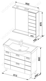 Aquanet Зеркальный шкаф "Сити 90" R венге (158576) – фотография-2