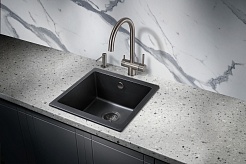 Milacio Мойка кухонная Leon 45 Cuarzo черная матовая – фотография-5