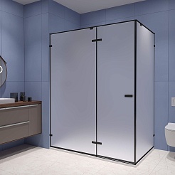 RGW Душевой уголок Stilvoll SV-040B 120x80 профиль черный стекло матовое сатинат – фотография-2