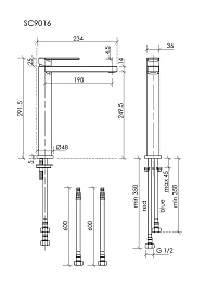Sancos Смеситель для раковины Studio брашированное золото PVD покрытие SC9016BG – фотография-3